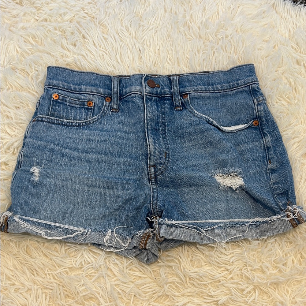 Madewell Blue Distressed Jean Shorts